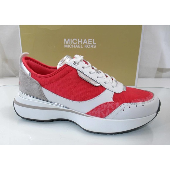 Michael Kors Flynn Trainer Lace Up Sneakers MK Signature Geranium Multi Size 8.5 - Picture 1 of 9